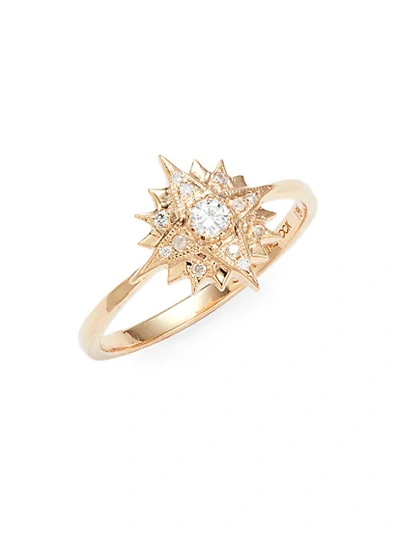 Shop Sara Weinstock Starburst 18k Rose Gold & Diamond Midi Ring