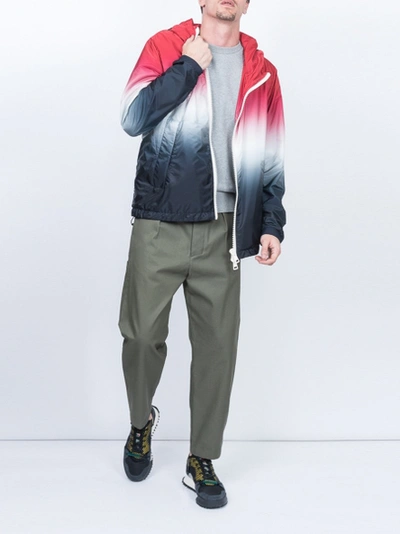 Moncler jacket red white and best sale blue