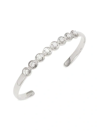 Shop Sara Weinstock Round Bezel 18k White Gold & Diamond Cuff Bracelet