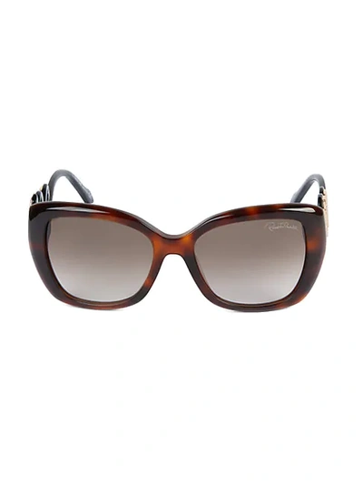 Shop Roberto Cavalli Women's 56mm Squared Cat Eye Sunglasses In Havana