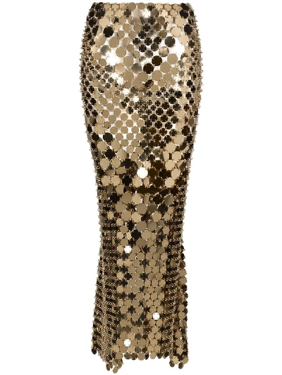 Shop Paco Rabanne Sequined Light Gold Maxi Skirt