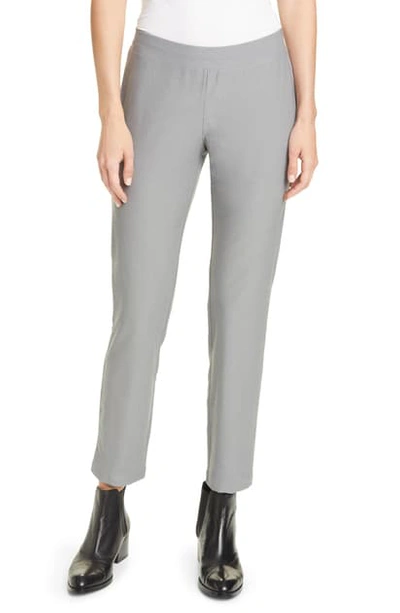 Shop Eileen Fisher Stretch Crepe Slim Ankle Pants In Pewter