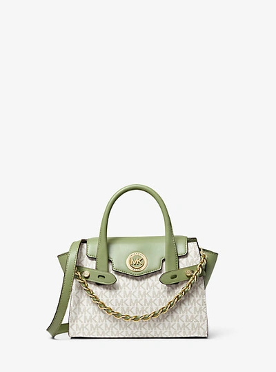 Michael Kors Green Carmen Small Saffiano Leather Belted Satchel at