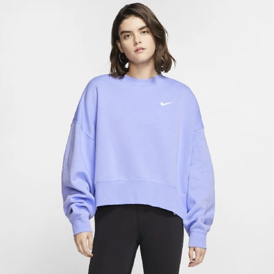 Shop Nike Sportswear Essential Women's Fleece Crew In Purple