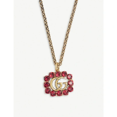 Shop Gucci Multi-coloured Crystal Brass Necklace