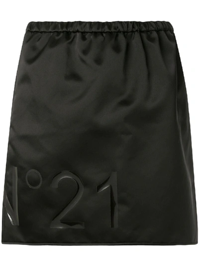 Shop N°21 Laminated Logo Mini Skirt In Black