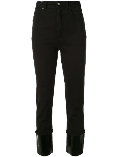 Shop N°21 Faux-leather Turn Up Hems Jeans In Black