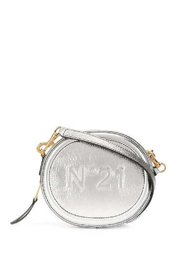 Shop N°21 Logo Embossed Crossbody Bag In Silver