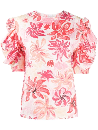 Shop Marni Floral Print Blouse In Pink