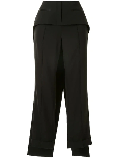 Shop Vera Wang Layered Hybrid Cropped Trousers In Black