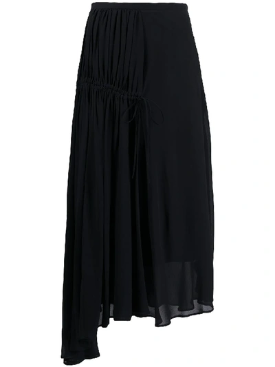 Shop N°21 Asymmetric Pleated Skirt In Black