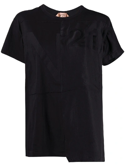 Shop N°21 Panelled Asymmetric T-shirt In Black