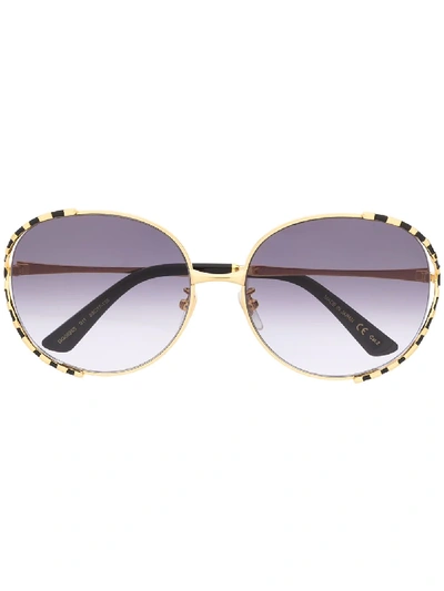 Shop Gucci Oversized Frame Sunglasses In Black