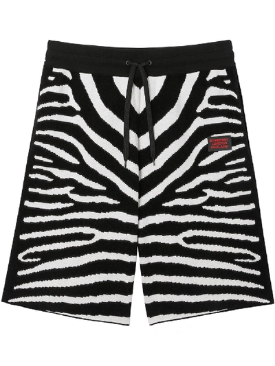 Shop Burberry Zebra-pattern Knee-length Shorts In Black