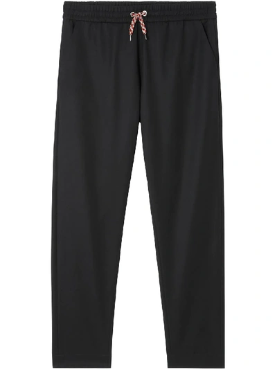 Burberry Icon Stripe Detail Wool Mohair Trackpants In Black