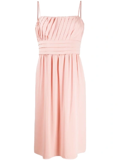 Pre-owned Valentino 1970s Pleated Silk Dress In Pink