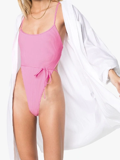 Shop Frankies Bikinis Croft Tie Waist Swimsuit In Pink