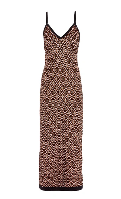 Shop Temperley London Madame Knit Dress In Aperol Mix