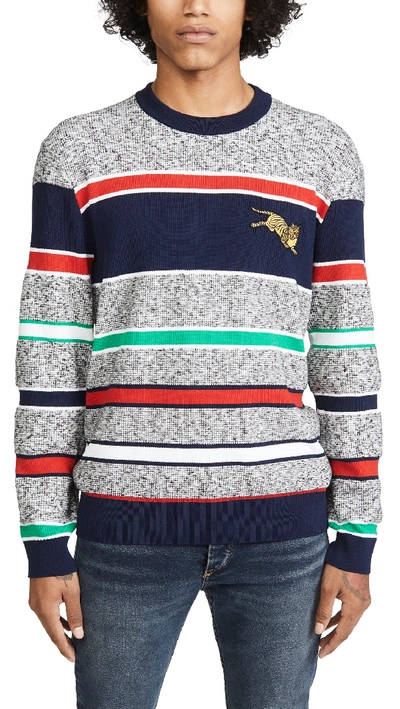 Shop Kenzo Jumping Tiger Crest Crew Neck Sweater In Grey