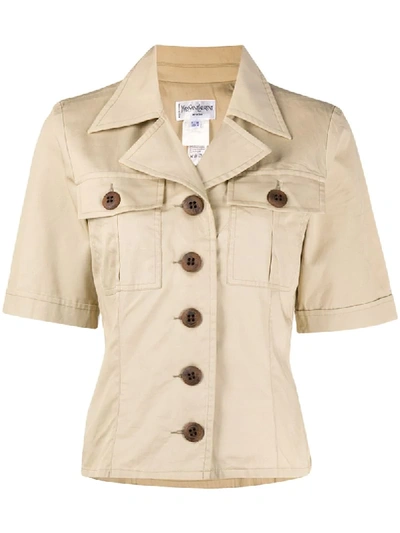 Pre-owned Saint Laurent 1990s Fitted Safari Jacket In Neutrals