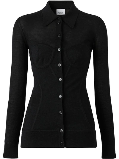 Shop Burberry Corset-detail Cardigan In Black