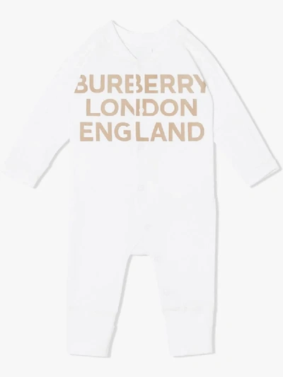 Shop Burberry Logo Print Pajamas In White