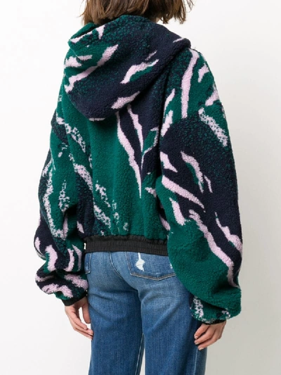 Shop Aries Printed Fleece Jacket In Green