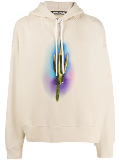 Palm Angels Cactus print Hoodie In Neutrals ModeSens