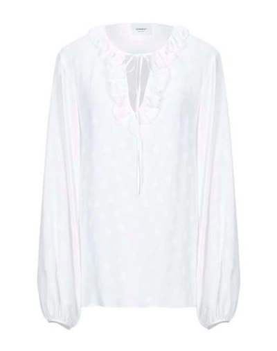 Shop Dondup Woman Top White Size 2 Acetate, Silk