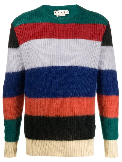 Shop Marni Striped Knit Jumper In Orange