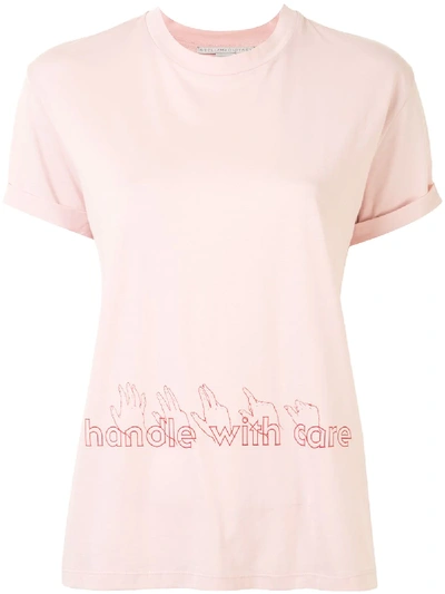 Shop Stella Mccartney Handle With Care T-shirt In Pink