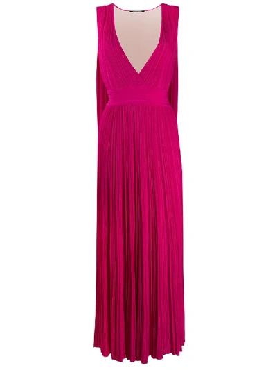 Shop Antonino Valenti Deep V-neck Pleated Dress In Pink