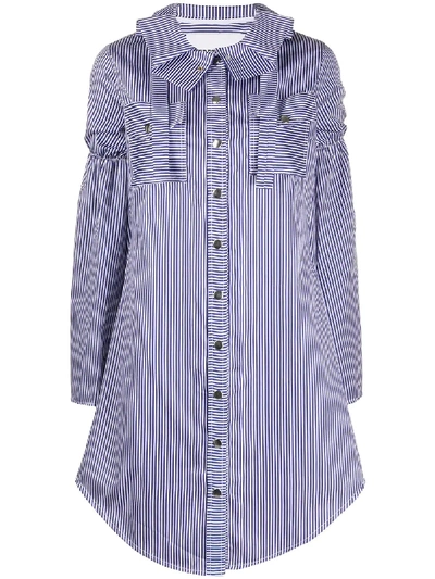 Shop Thebe Magugu Victoriana Striped Shirt Dress In White