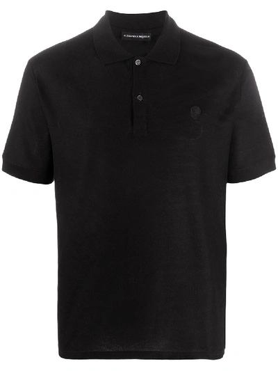 Shop Alexander Mcqueen Textured Polo Shirt In Schwarz