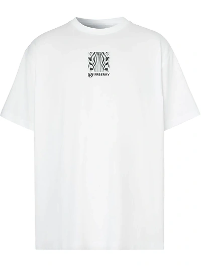 Shop Burberry Oversized Montage Print T-shirt In White