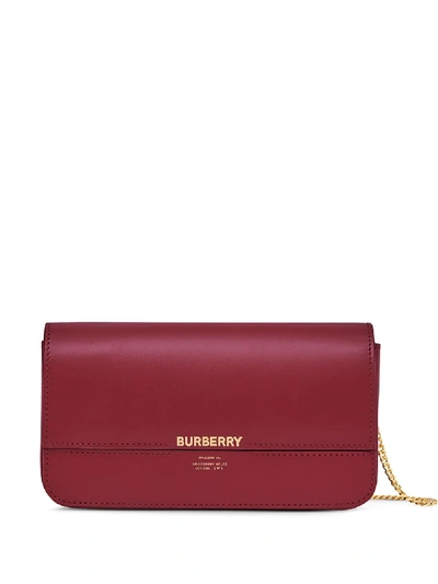 Shop Burberry Embossed Logo Wallet-on-chain In Red