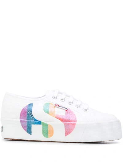 Shop Superga Logo Patch Platform Sneakers In White