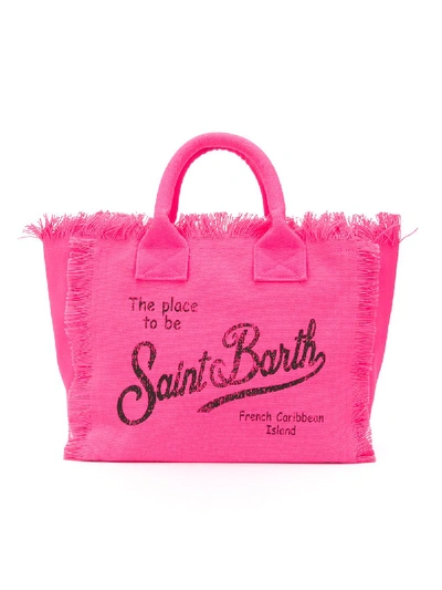 Shop Mc2 Saint Barth Logo Print Beach Bag In Pink