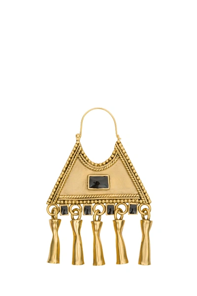 Shop Saint Laurent Triangular Earrings In Oro