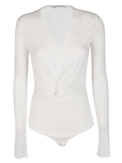 Shop Agnona White Viscose-cashmere Blend Bodysuit