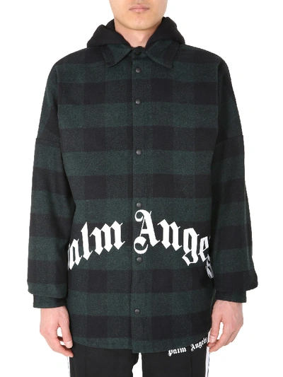 Shop Palm Angels Hooded Jacket In Green
