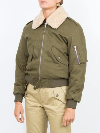 Shop Saint Laurent Shearling-trimmed Bomber Jacket