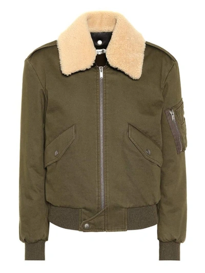 Shop Saint Laurent Shearling-trimmed Bomber Jacket