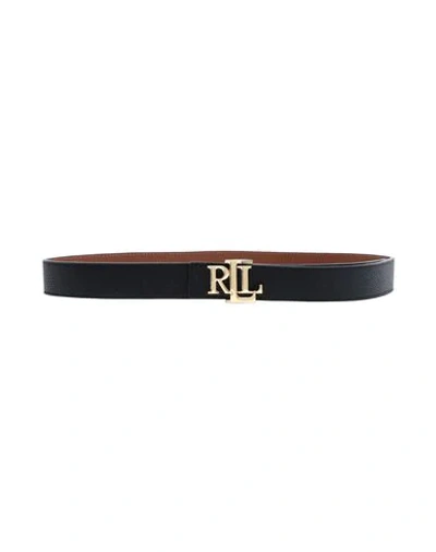 Shop Lauren Ralph Lauren Logo Leather Belt Woman Belt Black Size L Calfskin