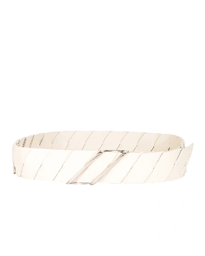 Bottega Veneta Woven Leather Belt In Plaster & Silver