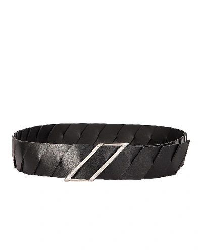 Shop Bottega Veneta Belt In Black & Silver