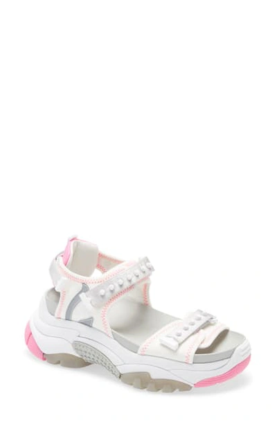 Shop Ash Adapt Sandal In White/ Dark Pink