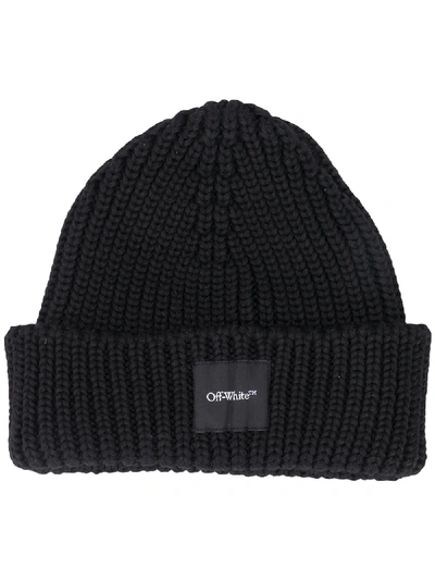 Shop Off-white Logo Patch Beanie In Black
