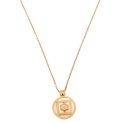 Pre-owned Montblanc Terre Et Ciel Mother Of Pearl 18k Rose Gold Pendant Necklace