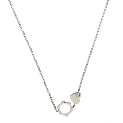 Pre-owned Montblanc Star Heart Charm Diamond 18k White Gold Necklace